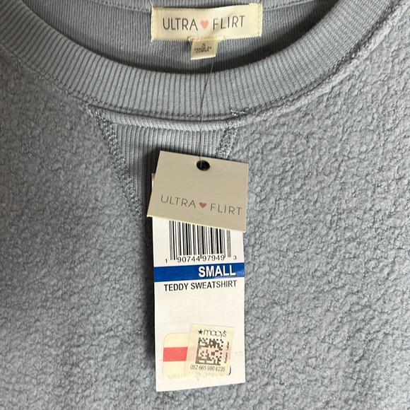 NWT: Ultra Flirt; Soft, Teddy Sweatshirt; Light Blue, Sz Sm - Picture 5 of 6